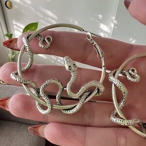 Sterling Silver snake hoop earrings